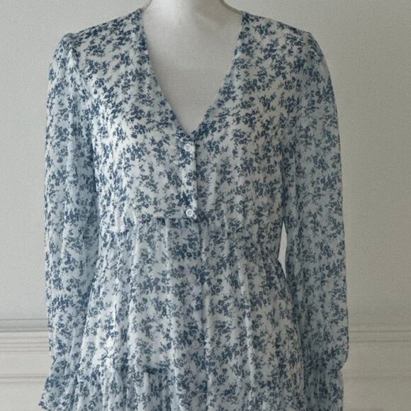 Blue and White Floral Dress - Picture 1 of 1